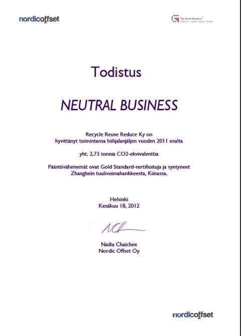 Todistus Neutral Business 2011 Todistus Neutral Business 2011