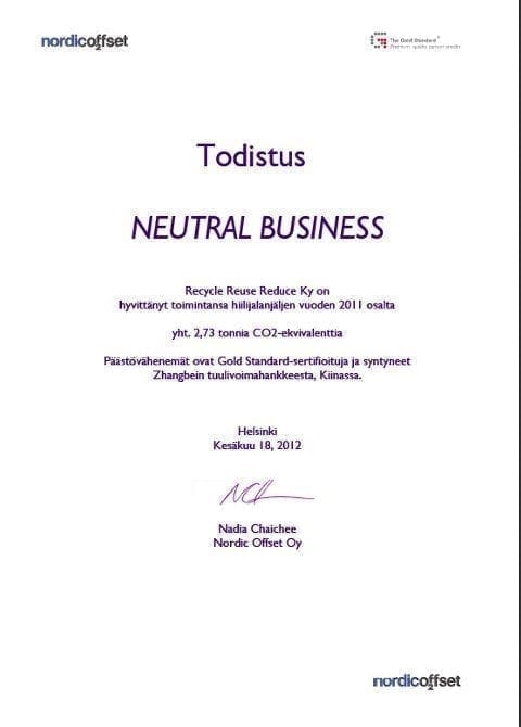 Todistus Neutral Business 2011